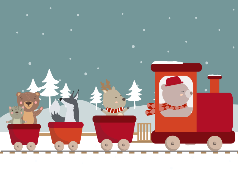 Vinylteppich kindlich tierzug-abenteuer - TenStickers