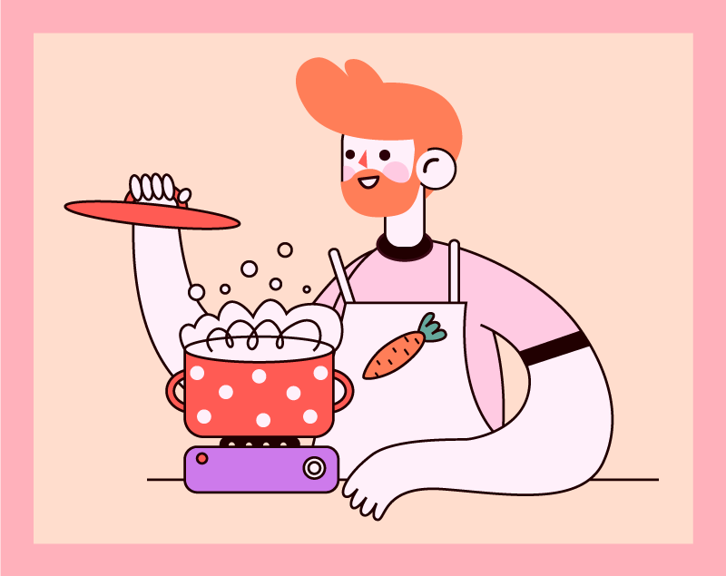 Vinyl Teppich Küche rothaariger mann beim kochen - TenStickers