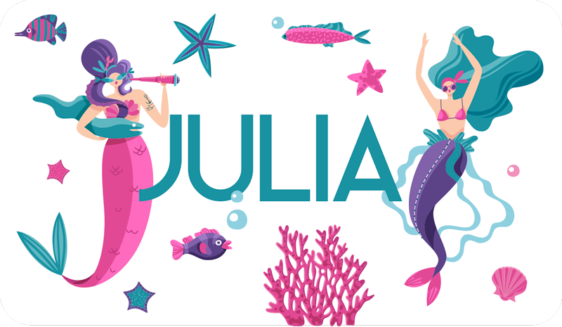 Vinylteppich kindlich meerjungfrauen-abenteuer mit namen - TenStickers