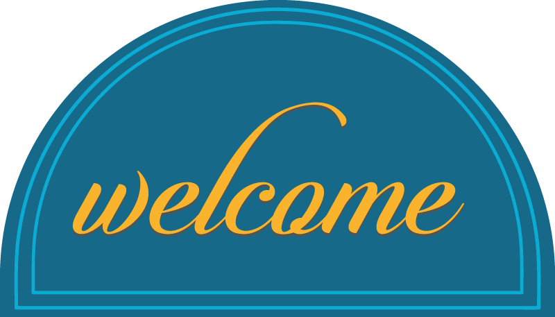 Vinyl teppich eingang blaues willkommensdesign - TenStickers