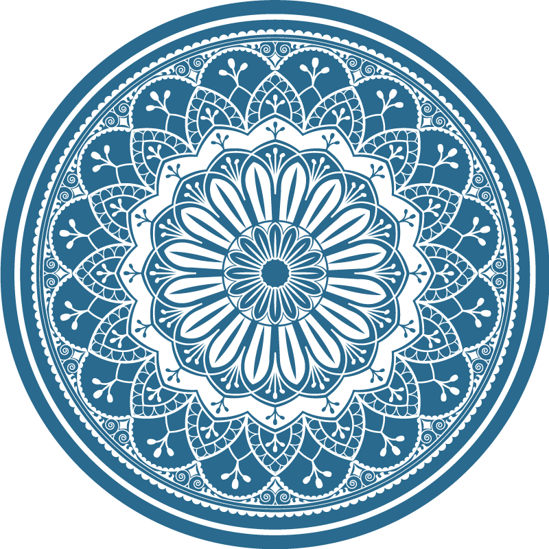 Vinyl teppich mandala elegantes blaues mandala - TenStickers
