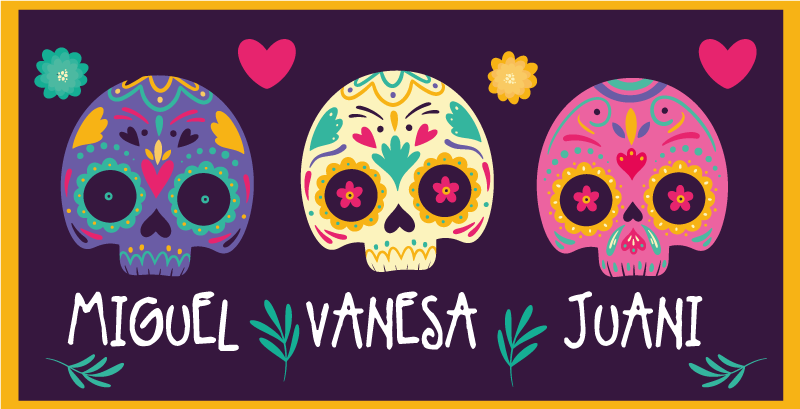 Vinyl Teppich Eingang benutzerdefinierte bunte totenköpfe - TenStickers