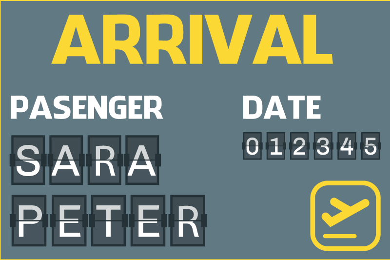 Vinyl Teppich mit Namen ankunftsflugticket - TenStickers