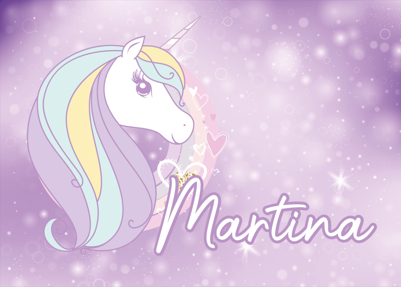 Vinyl teppich mit namen einhorn traumland - TenStickers