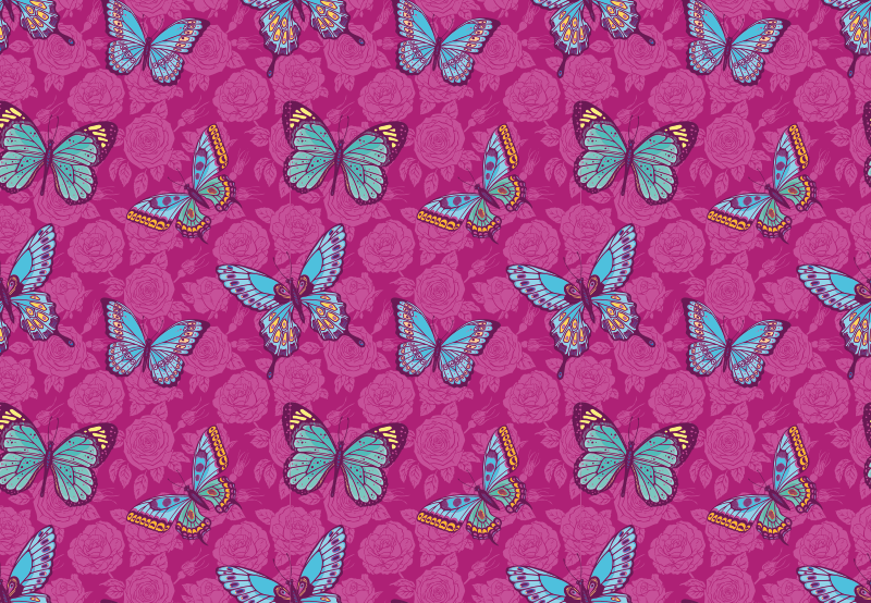 Vinyl Teppich Blumen schmetterlingsblumenmotiv - TenStickers