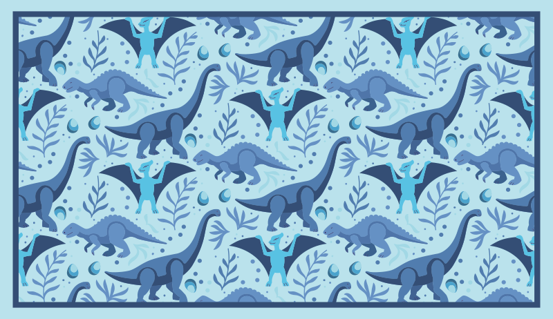 Vinylteppich kindlich blaue dinosaurier-expedition - TenStickers