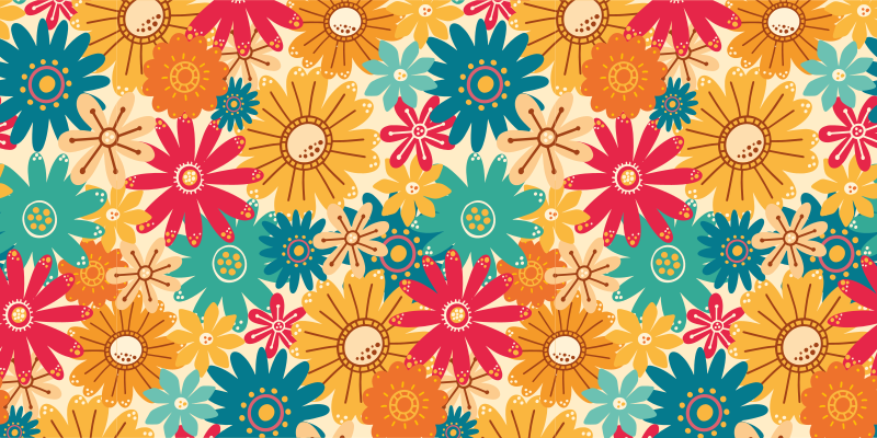 Vinyl teppich blumen mit buntem blumenmuster - TenStickers