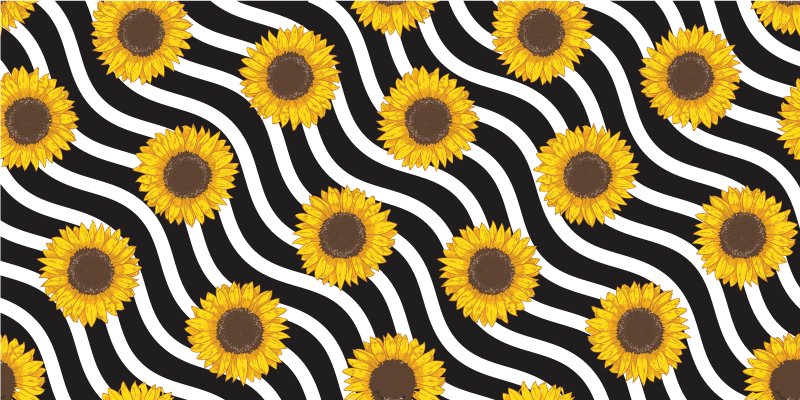 Vinyl Teppich Blumen sonnenblumen-wellenmuster - TenStickers