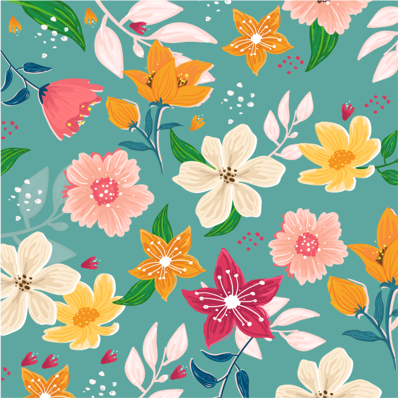 Vinyl teppich blumen mit floralem muster spiel - TenStickers