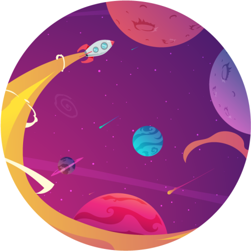 Vinyl Teppich Sterne kosmische raketenreise - TenStickers
