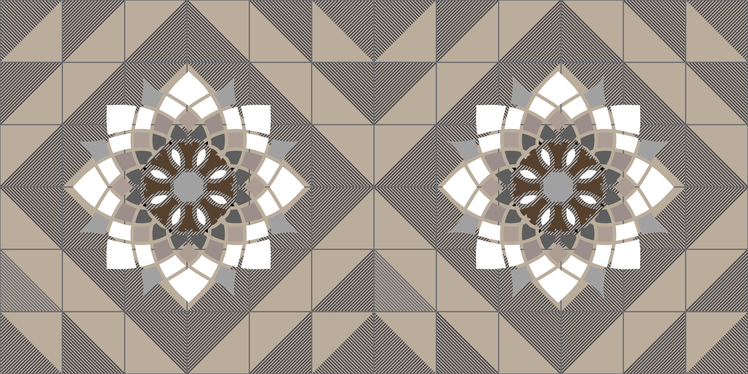 Vinylteppich Vintage Schwarz beige vintage Muster - TenStickers