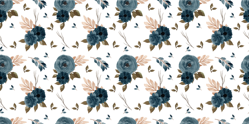 Vinyl Teppich Blumen blaue elegante rosen - TenStickers