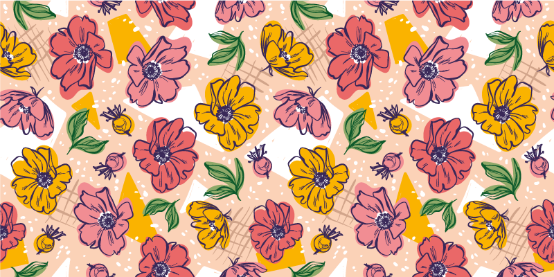 Vinyl teppich blumen mit bunten blumenmustern - TenStickers