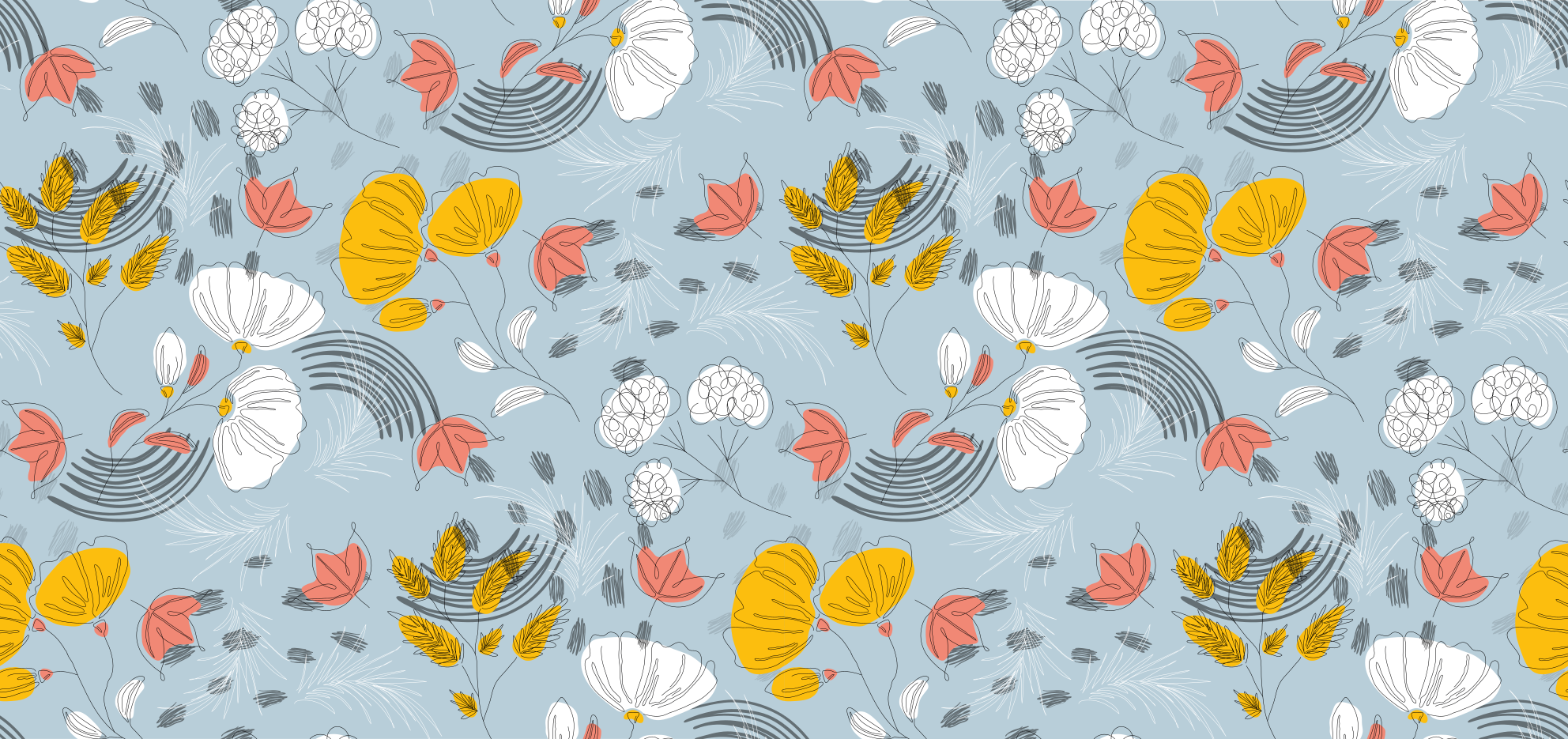 Vinyl Teppich Blumen blaues muster blüte - TenStickers