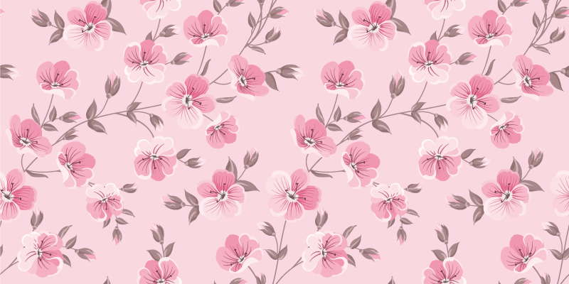 Vinyl Teppich Blumen florale rosa harmonie - TenStickers