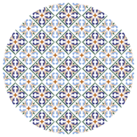 Vinyl Teppich Fliesenoptik geometrische blautöne - TenStickers