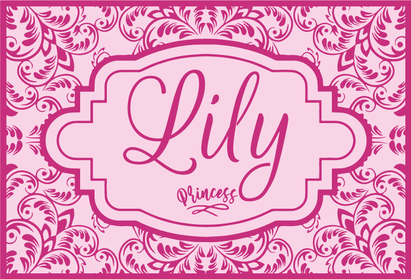 Vinyl Teppich mit Namen prinzessinnen-blumendesign - TenStickers