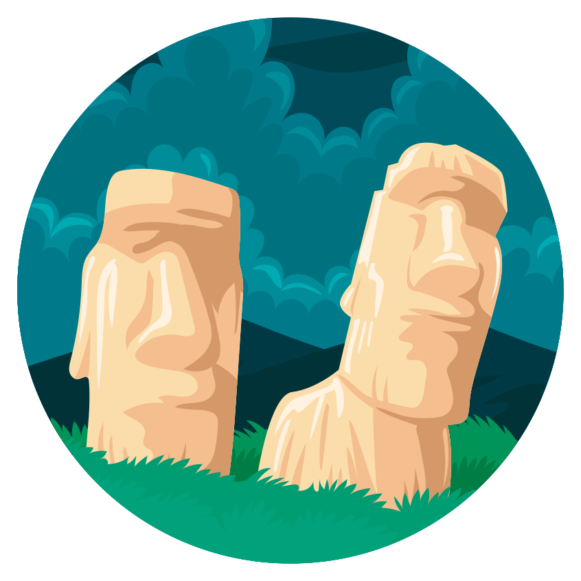 Vinyl Teppich Weltkarte silhouette der moai-statuen - TenStickers