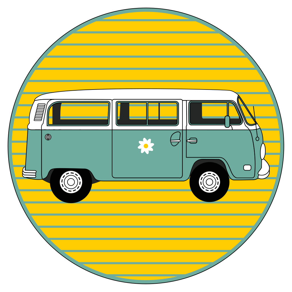 Vinyl Teppich Sterne oldtimer-van mit gänseblümchen - TenStickers