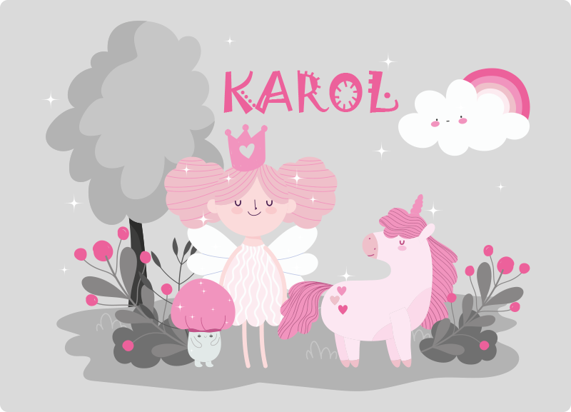 Vinylteppich kindlich märchenszene mit namen - TenStickers