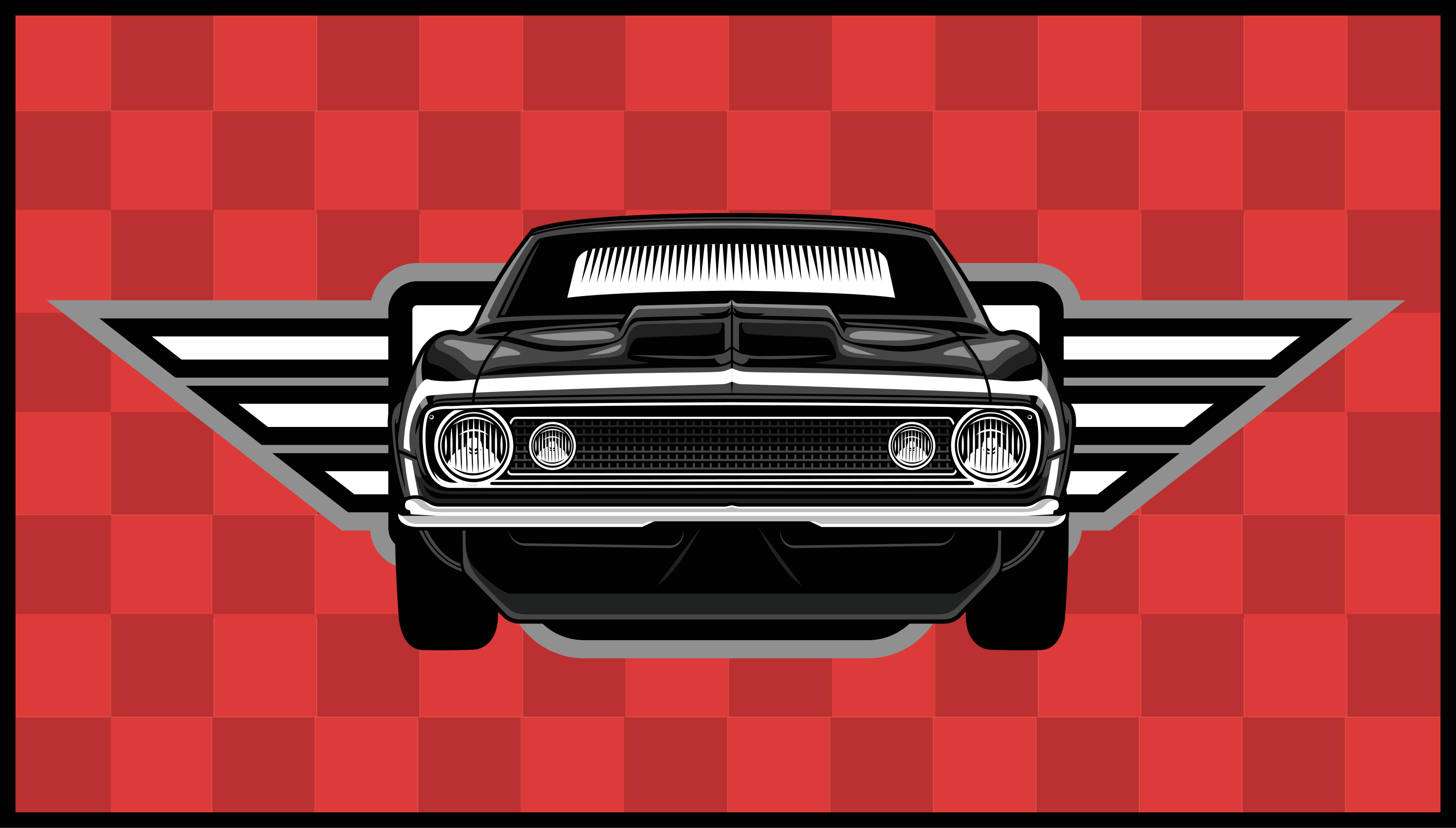 Vinylteppich kindlich kariertes muscle-car - TenStickers