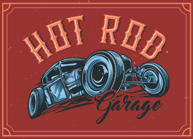 Vinyl Teppich Vintage hot-rod-thema - TenStickers