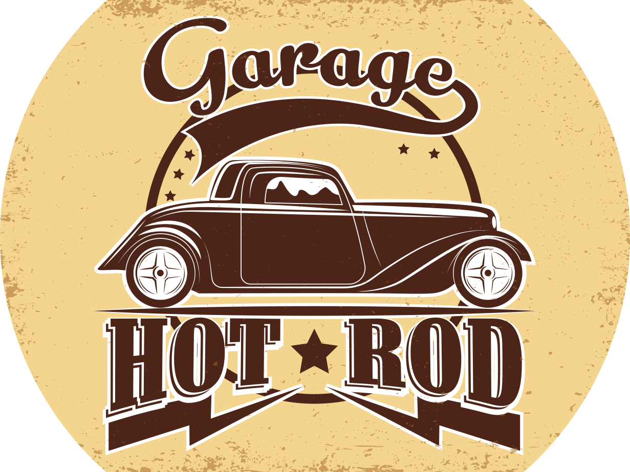 Vinyl Teppich Vintage garagen-hotrod - TenStickers