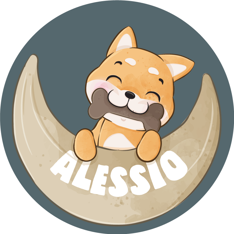 Vinylteppich kindlich welpe mit knochen und namen - TenStickers