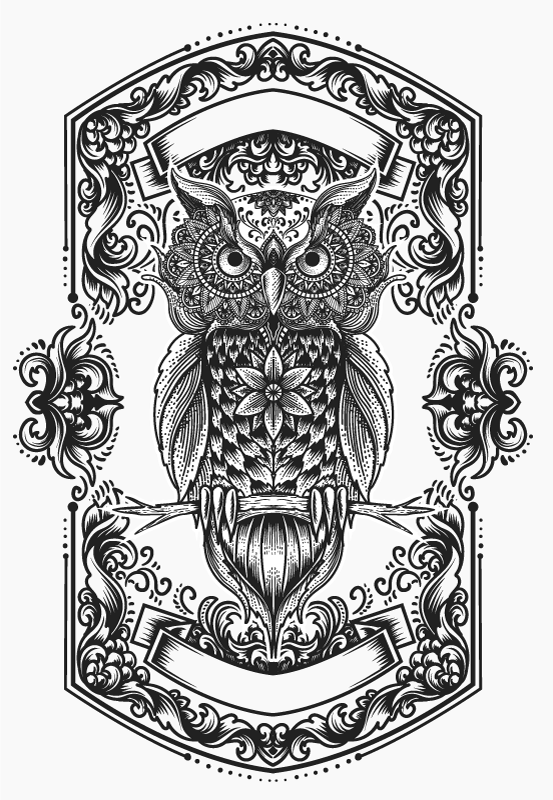 Vinyl Teppich Mandala aufwendiges eulenmotiv - TenStickers