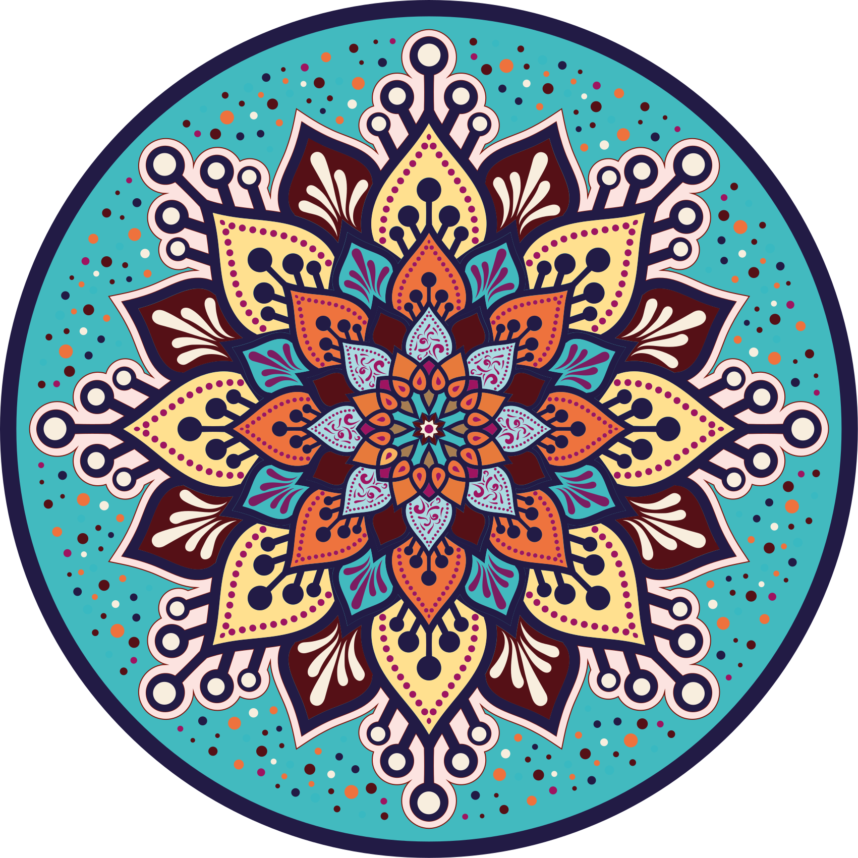 Vinyl Teppich Mandala arte colorido en círculo - TenStickers