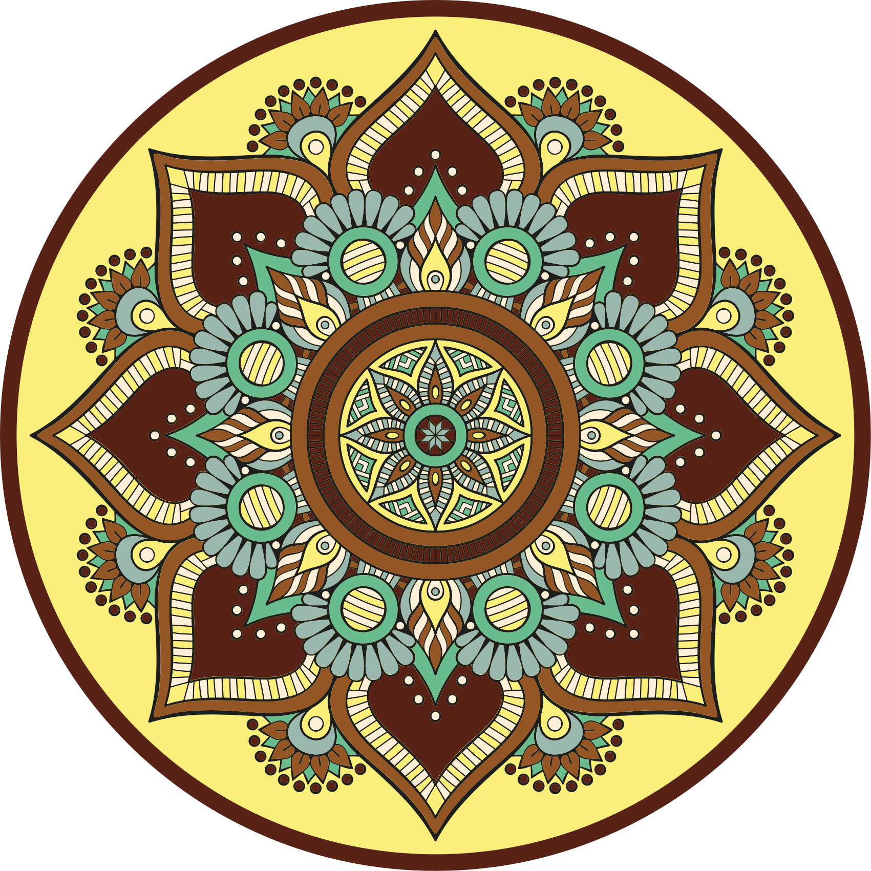 Vinyl Teppich Mandala buntes verziertes muster - TenStickers