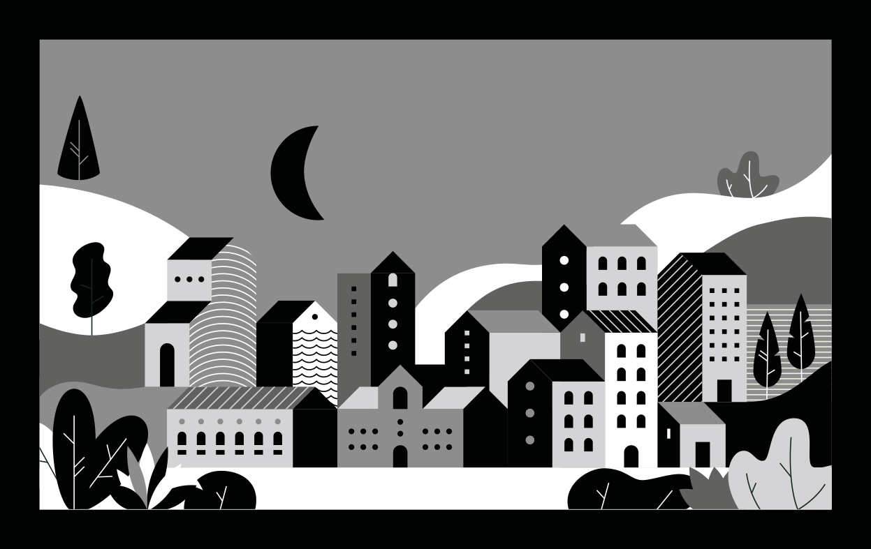 Moderner vinyl teppich stadtansicht schwarz weiß - TenStickers