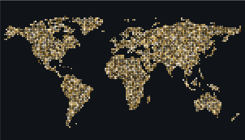 Vinyl teppich weltkarte in gold - TenStickers