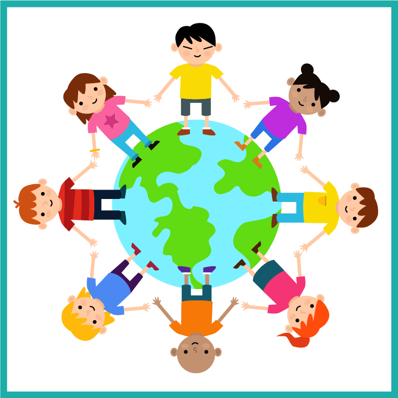 Vinylteppich kindlich welt hält hände - TenStickers