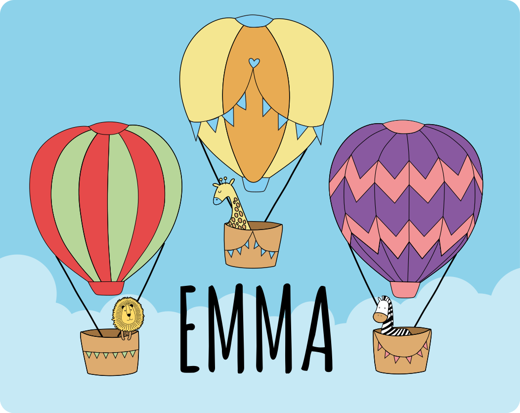 Vinyl Teppich mit Namen bunte heißluft - TenStickers