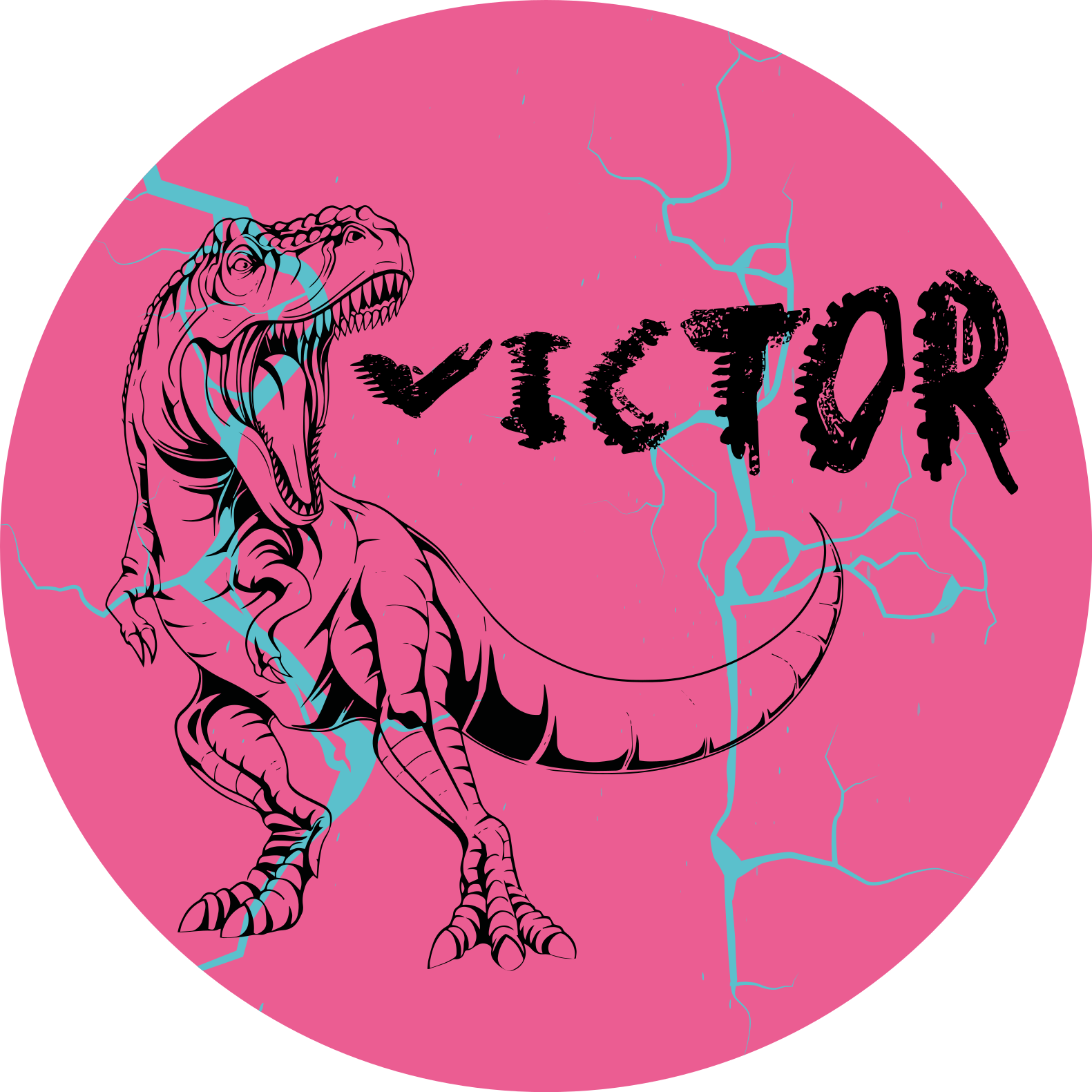 Vinylteppich kindlich rosa t-rex mit namen - TenStickers