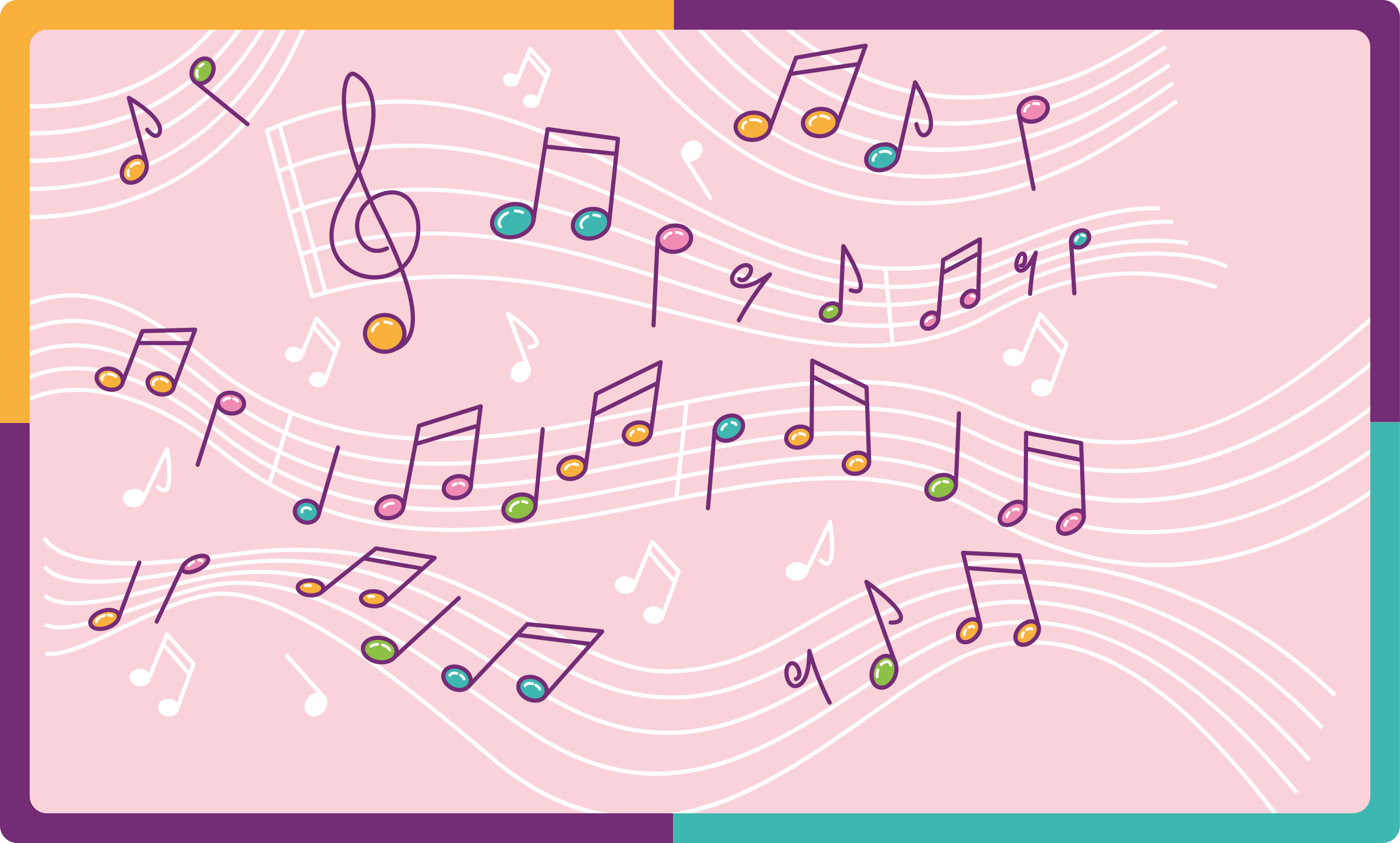 Vinyl Teppich Jugendzimmer melodischer notenfluss - TenStickers