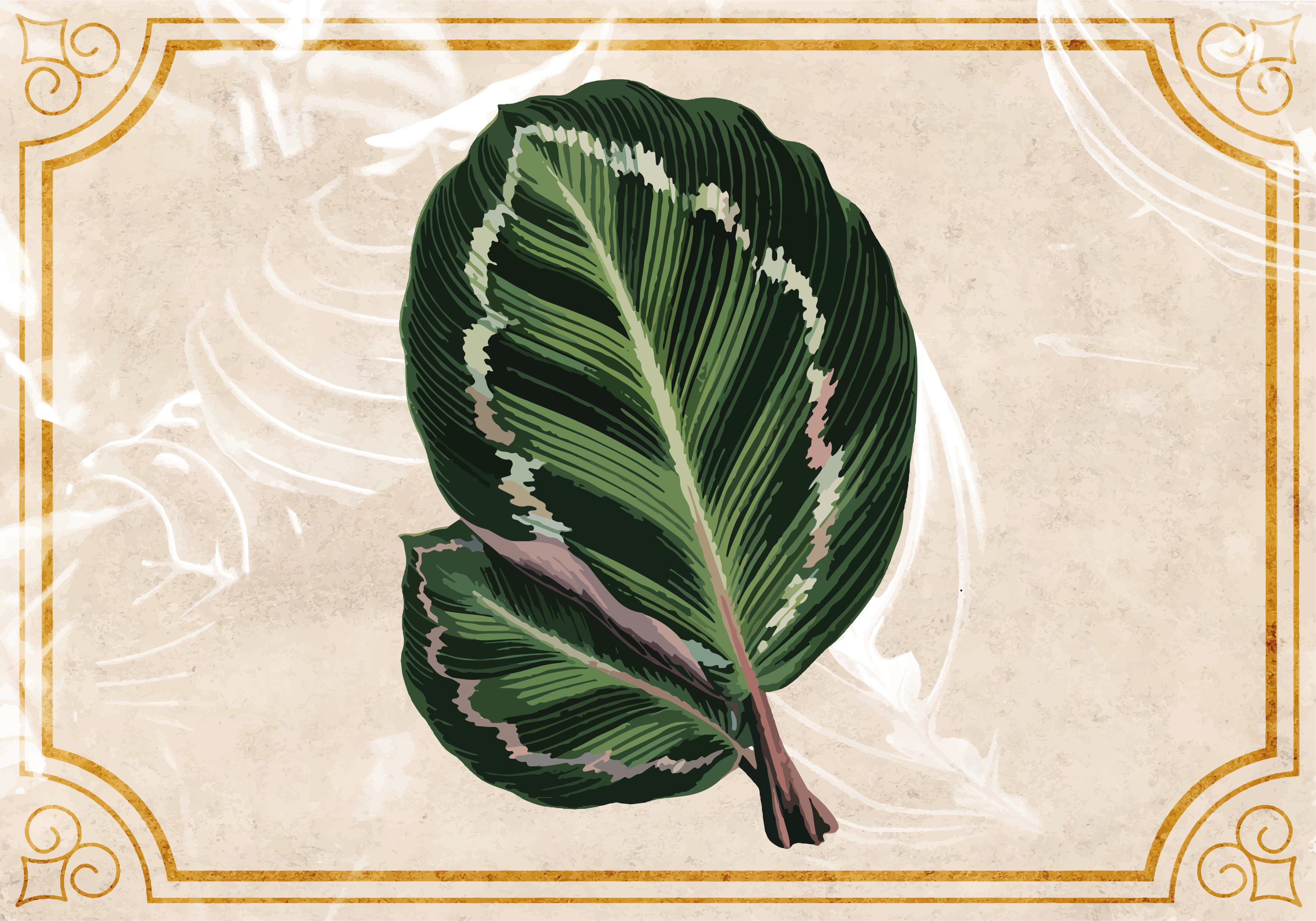 Vinyl Teppich Natur eleganz mit blattmotiv - TenStickers