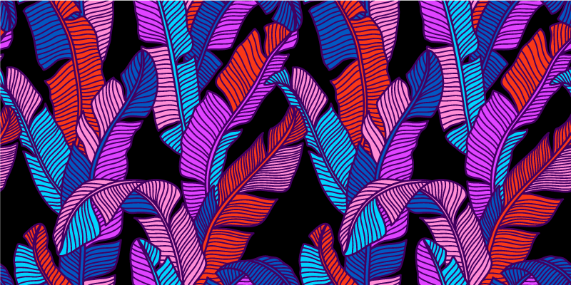 Vinyl teppich natur mit buntem tropischen blattwerk - TenStickers