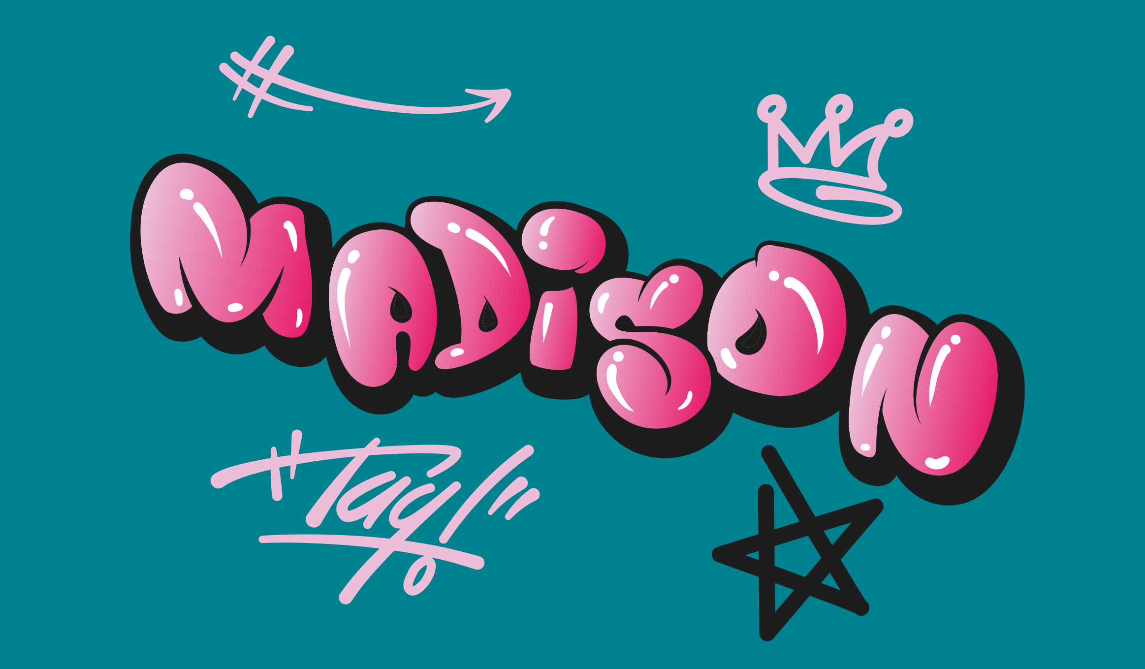 Vinyl Teppich Jugendzimmer rosa graffiti mit namen - TenStickers