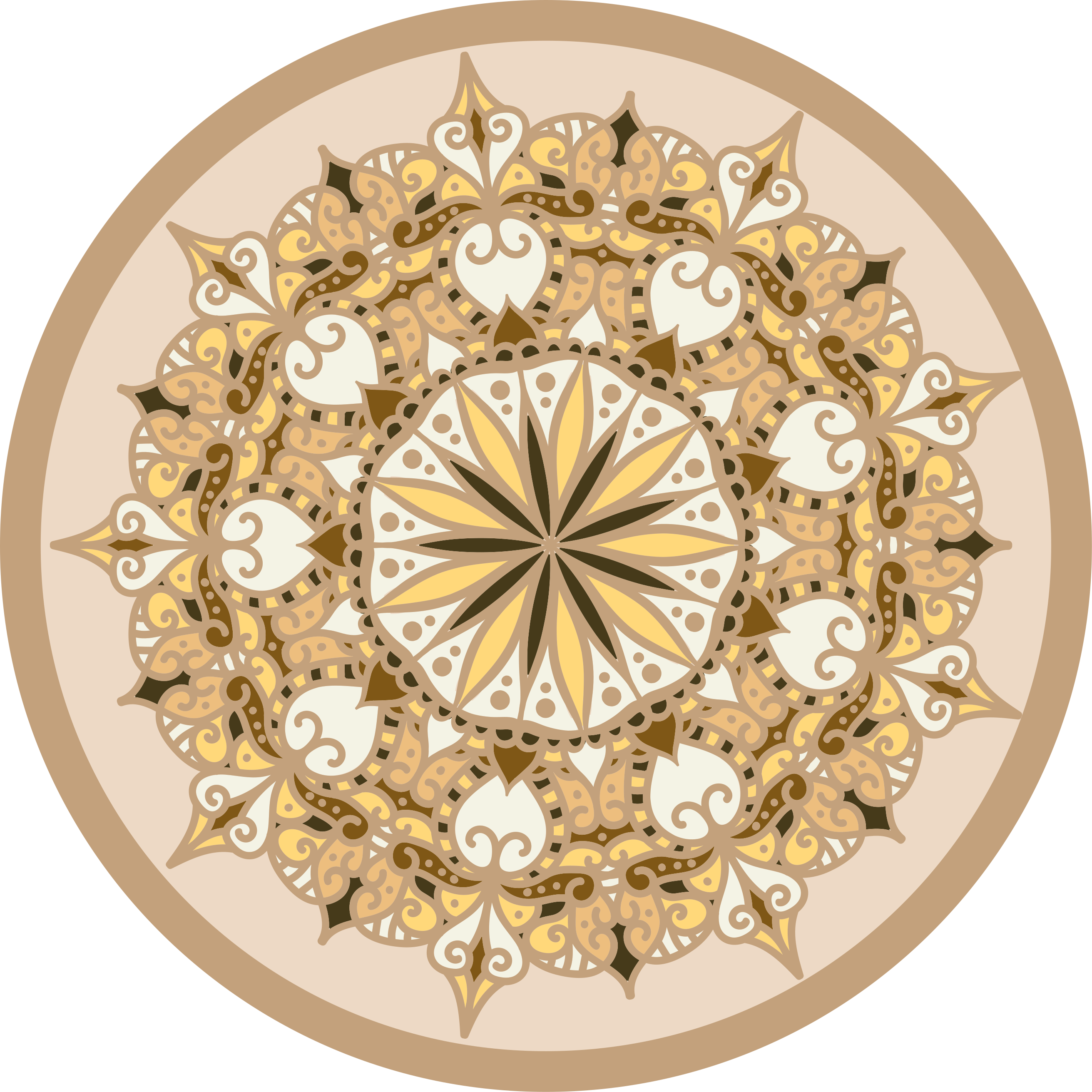 Vinyl teppich mandala elegantes goldenes mandala - TenStickers