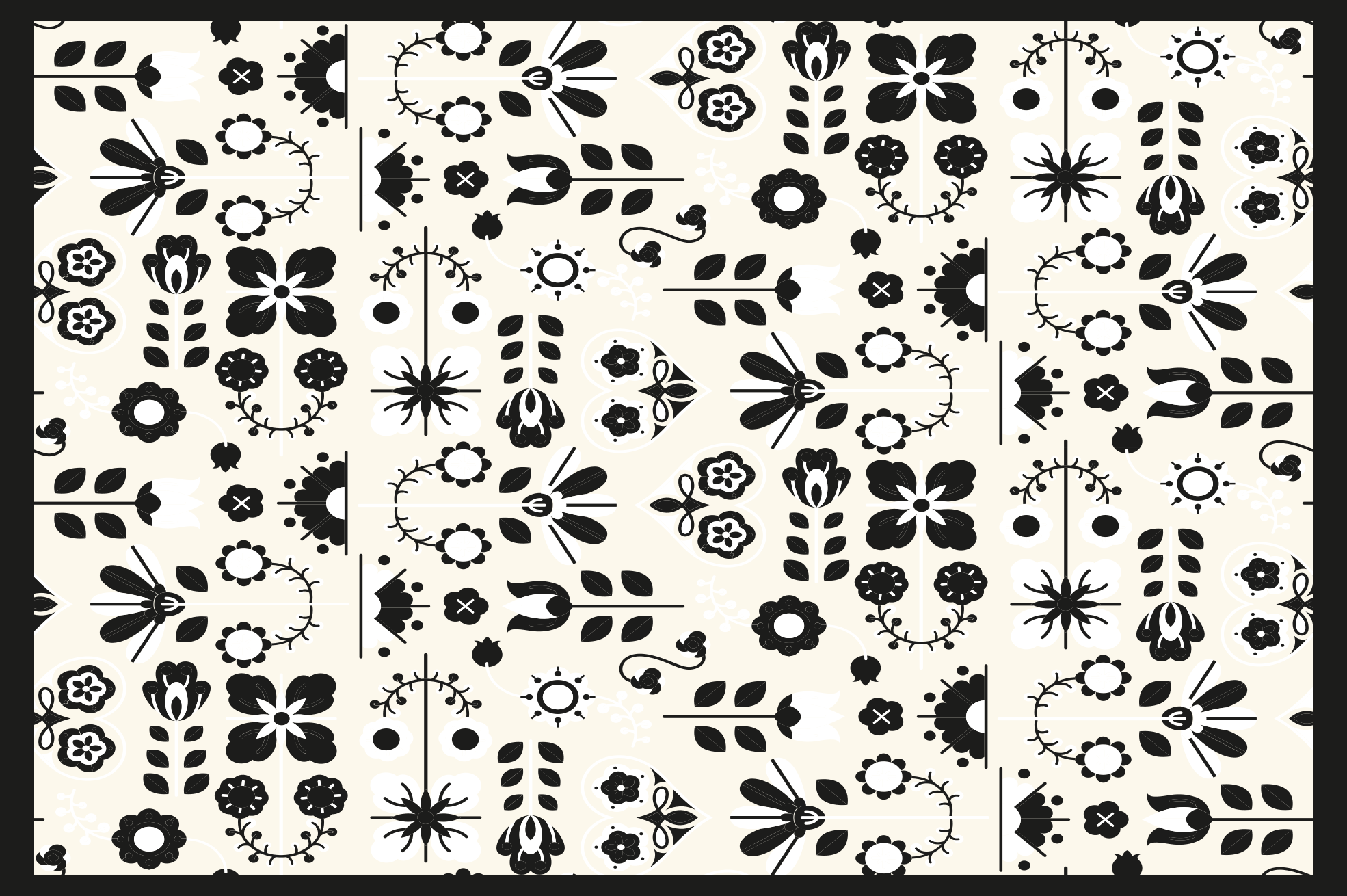 Vinyl Teppich Blumen schwarze blumenmuster - TenStickers