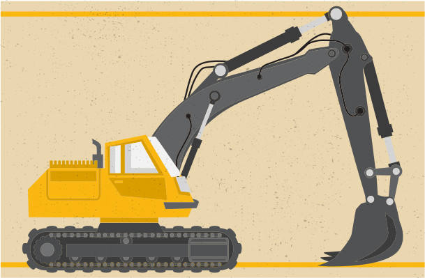 Vinylteppich kindlich mit bagger-illustration - TenStickers
