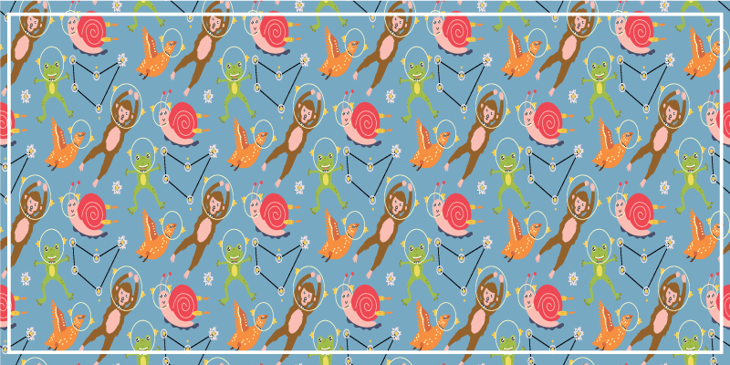 Vinylteppich kindlich bunte weltraumkreaturen - TenStickers