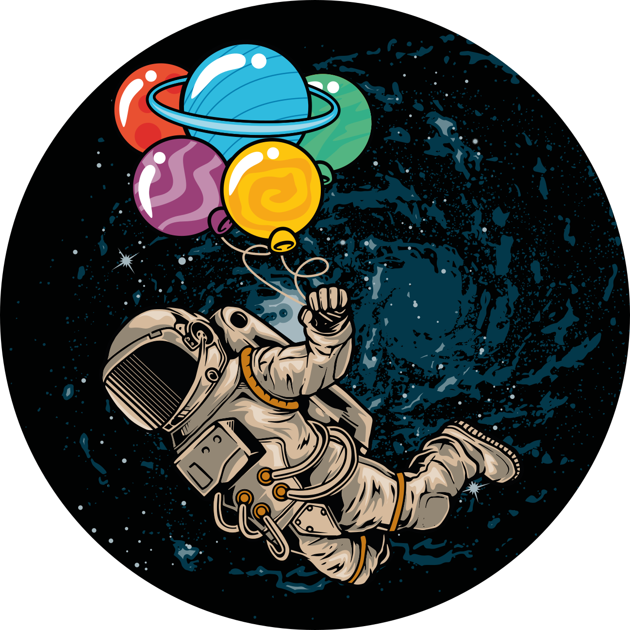 Vinylteppich kindlich astronaut mit ballons - TenStickers