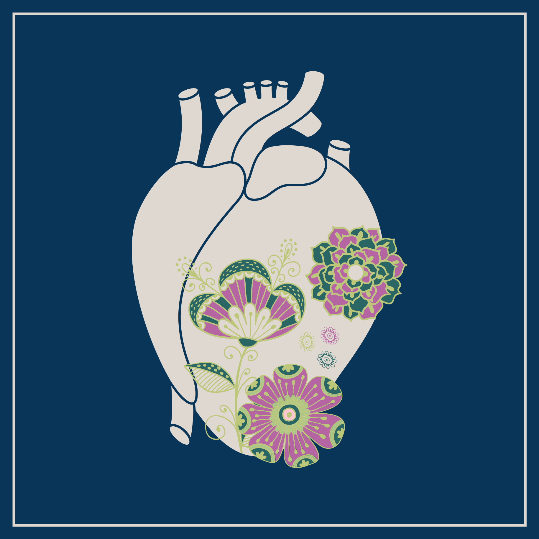 Vinyl Teppich nordisch herz blumenmuster - TenStickers