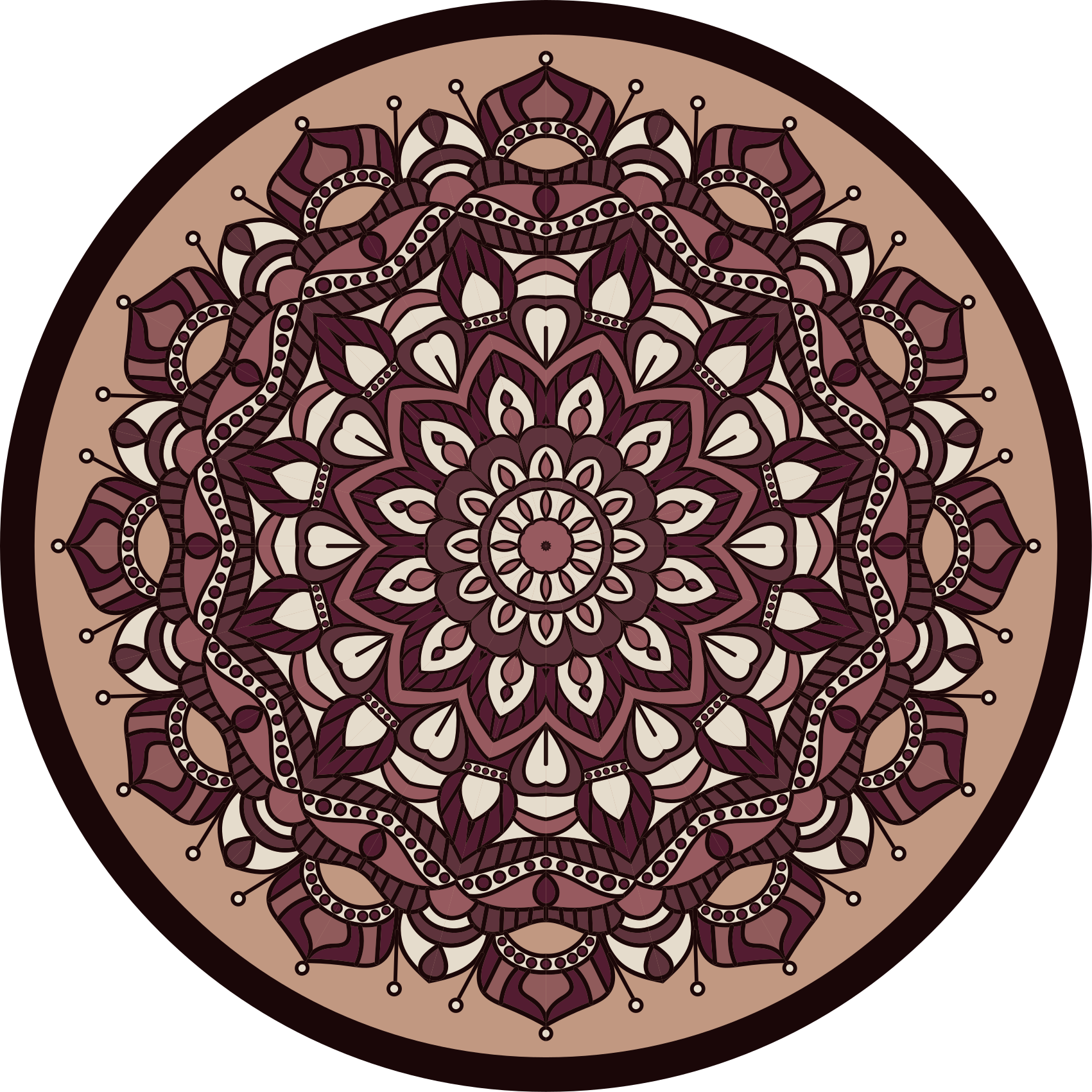 Vinyl teppich mandala braunes komplexes muster - TenStickers