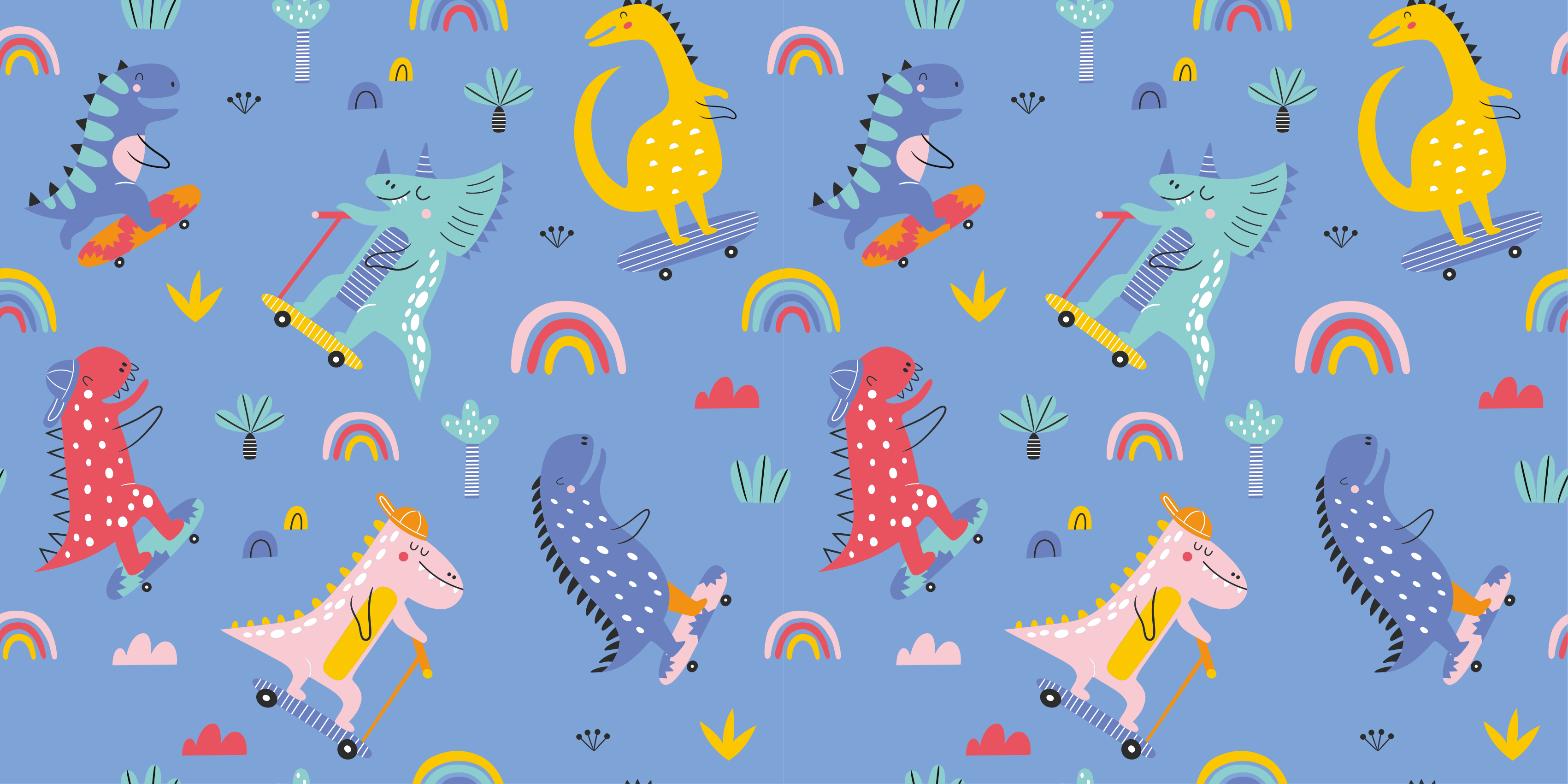 Vinyl Teppich Kinderzimmer buntes dinosaurier-abenteuer - TenStickers