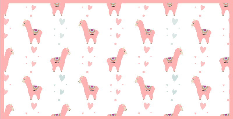 Vinyl Teppich Baby lama-liebesmuster - TenStickers