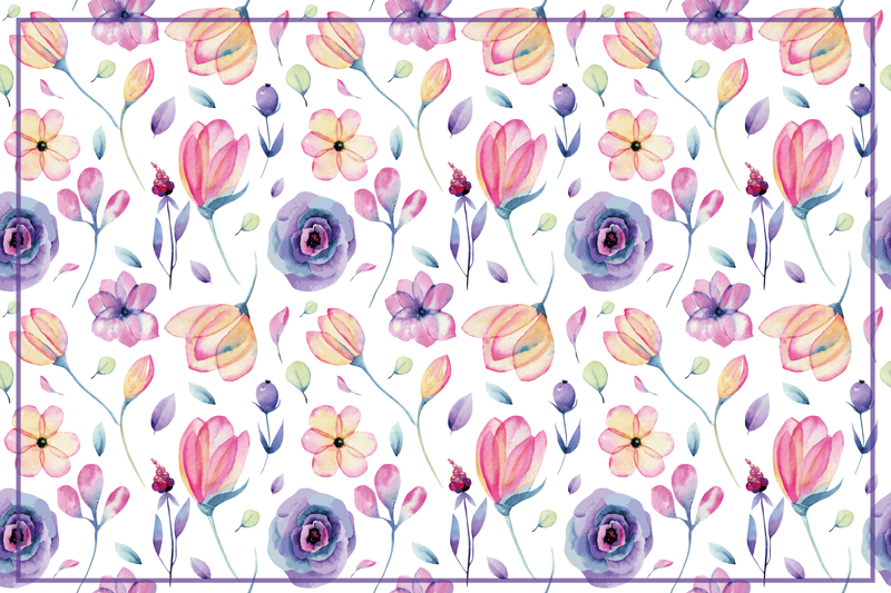 Vinyl Teppich Blumen blumenaquarellmuster - TenStickers